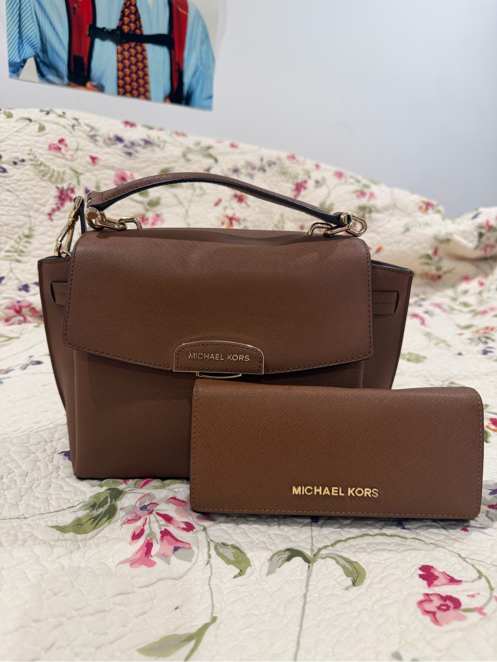 Michael Kors Brown Leather Top-Handle Satchel with Matching Wallet